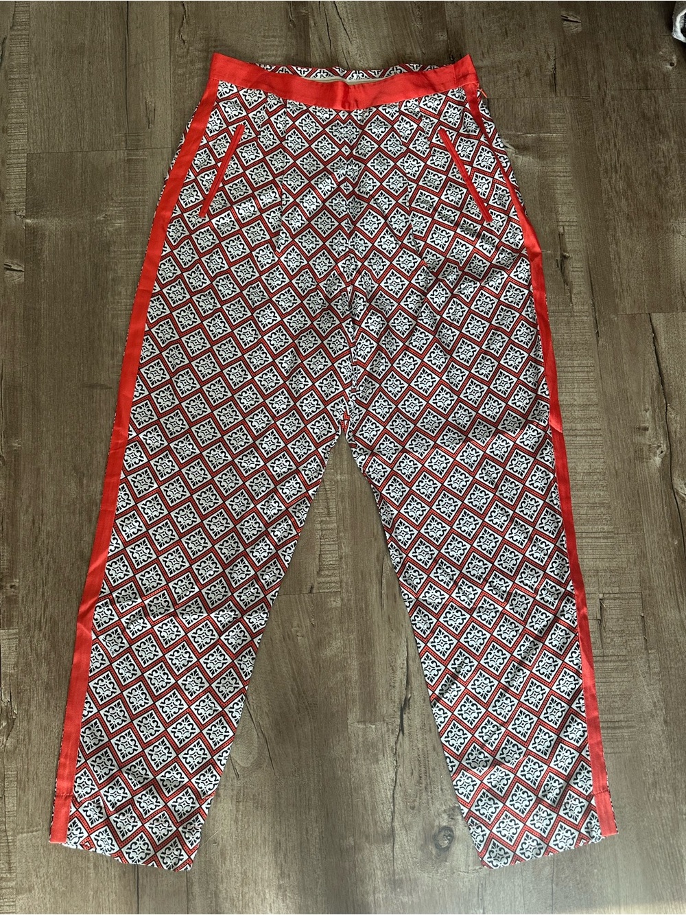 Robert Rodriguez Silk Pants (Orange/White) - Small